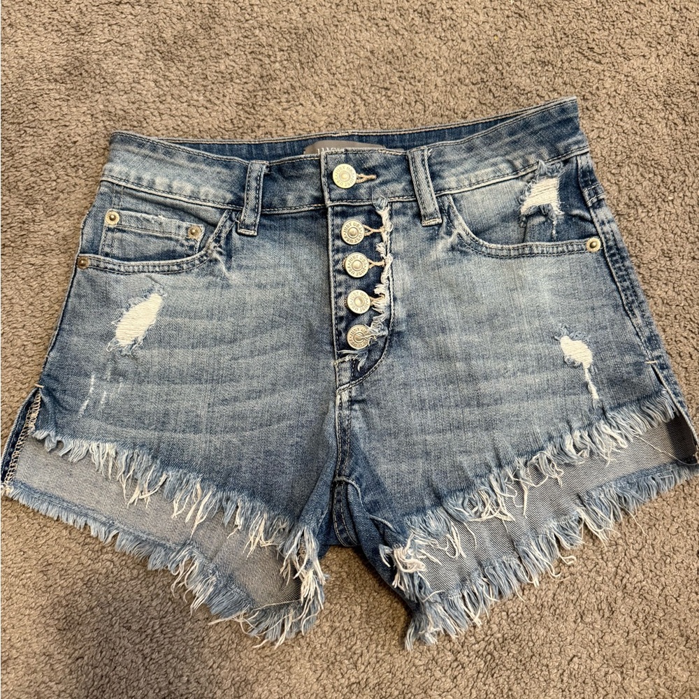 Just USA Blue Jean Shorts Distressed Frayed Hem